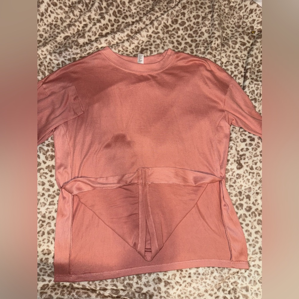 Pink Slit Long Sleeve Sweater